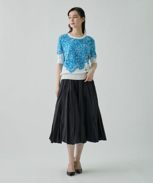 LANVIN COLLECTION / ランバン コレクション ニット・セーター | 18ゲージ袋ジャカードレース柄ニット | 詳細13