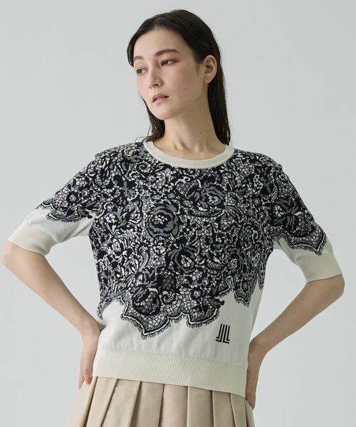 LANVIN COLLECTION / ランバン コレクション ニット・セーター | 18ゲージ袋ジャカードレース柄ニット | 詳細5