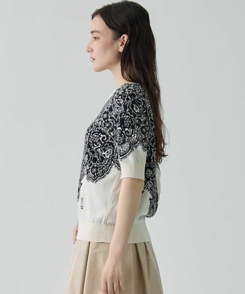 LANVIN COLLECTION / ランバン コレクション ニット・セーター | 18ゲージ袋ジャカードレース柄ニット | 詳細6