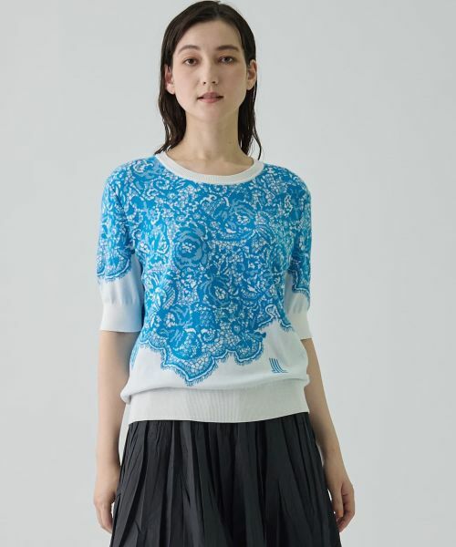 LANVIN COLLECTION / ランバン コレクション ニット・セーター | 18ゲージ袋ジャカードレース柄ニット | 詳細9