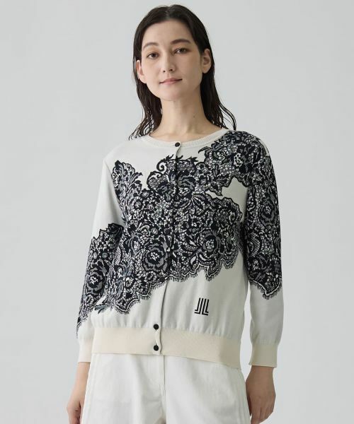LANVIN COLLECTION / ランバン コレクション ニット・セーター | 18ゲージ袋ジャカードレース柄カーディガン | 詳細1