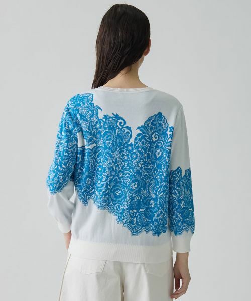 LANVIN COLLECTION / ランバン コレクション ニット・セーター | 18ゲージ袋ジャカードレース柄カーディガン | 詳細11