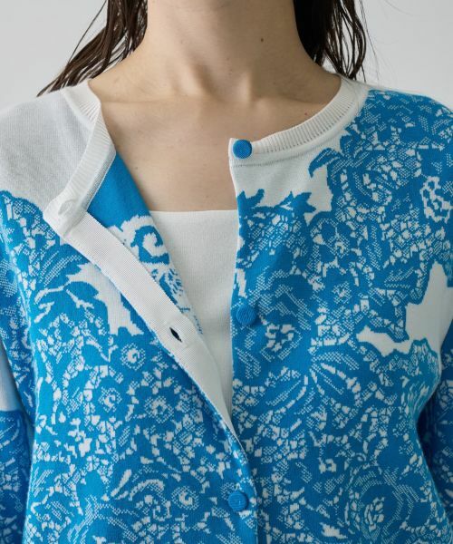 LANVIN COLLECTION / ランバン コレクション ニット・セーター | 18ゲージ袋ジャカードレース柄カーディガン | 詳細13