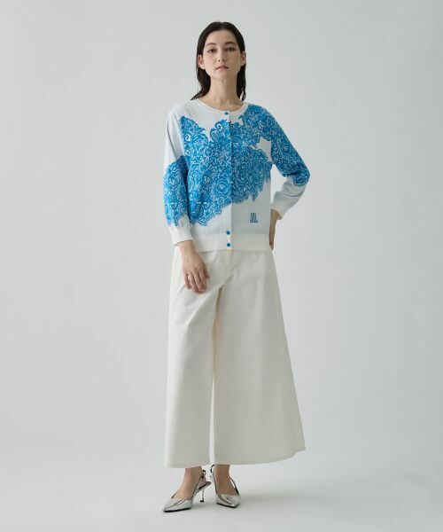 LANVIN COLLECTION / ランバン コレクション ニット・セーター | 18ゲージ袋ジャカードレース柄カーディガン | 詳細14