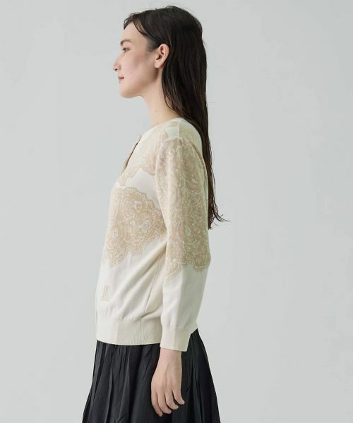 LANVIN COLLECTION / ランバン コレクション ニット・セーター | 18ゲージ袋ジャカードレース柄カーディガン | 詳細16