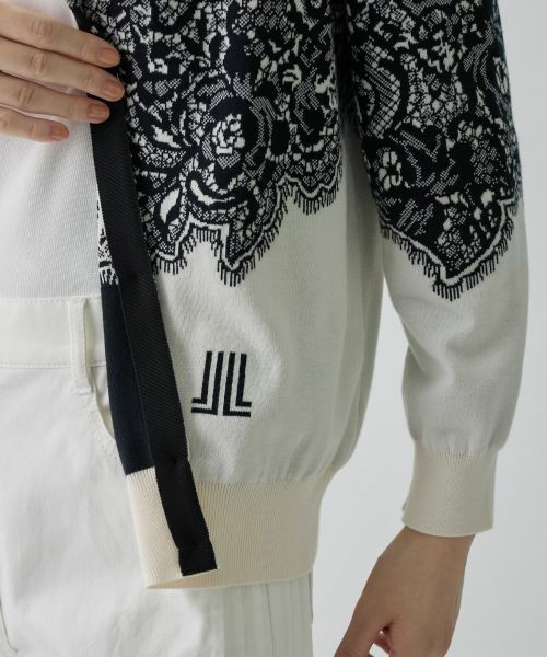 LANVIN COLLECTION / ランバン コレクション ニット・セーター | 18ゲージ袋ジャカードレース柄カーディガン | 詳細4