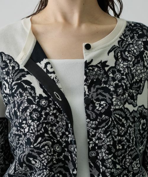 LANVIN COLLECTION / ランバン コレクション ニット・セーター | 18ゲージ袋ジャカードレース柄カーディガン | 詳細6