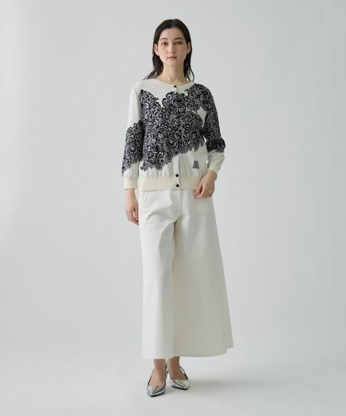 LANVIN COLLECTION / ランバン コレクション ニット・セーター | 18ゲージ袋ジャカードレース柄カーディガン | 詳細7