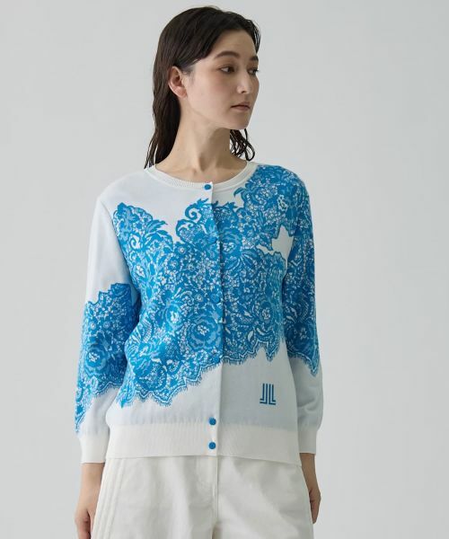 LANVIN COLLECTION / ランバン コレクション ニット・セーター | 18ゲージ袋ジャカードレース柄カーディガン | 詳細9