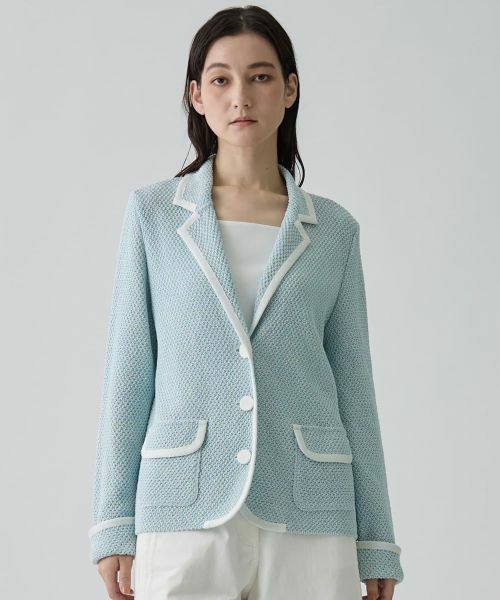 LANVIN COLLECTION / ランバン コレクション テーラードジャケット | 7ゲージかのこ素材ニットジャケット | 詳細1