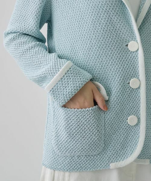 LANVIN COLLECTION / ランバン コレクション テーラードジャケット | 7ゲージかのこ素材ニットジャケット | 詳細4