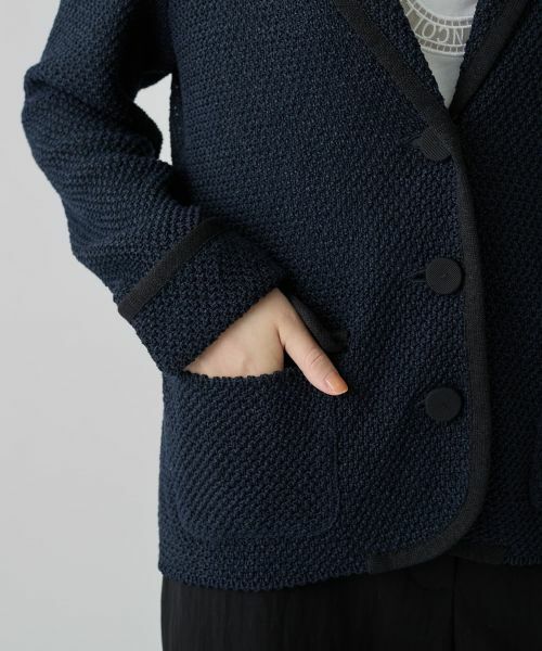 LANVIN COLLECTION / ランバン コレクション テーラードジャケット | 7ゲージかのこ素材ニットジャケット | 詳細9