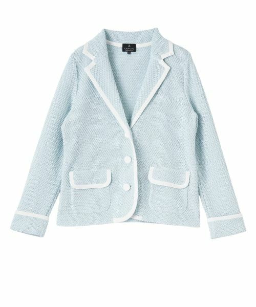LANVIN COLLECTION / ランバン コレクション テーラードジャケット | 7ゲージかのこ素材ニットジャケット（ブルー系）
