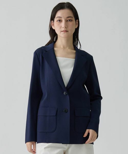LANVIN COLLECTION / ランバン コレクション テーラードジャケット | サーブルストレッチミラノリブニットジャケット | 詳細1