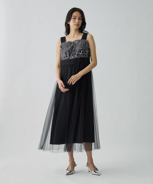 LANVIN COLLECTION / ランバン コレクション ドレス | スパンコール刺しゅうチュールワンピース | 詳細1