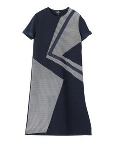 LANVIN COLLECTION / ランバン コレクション ドレス | 幾何学柄ピンタック編みワンピース