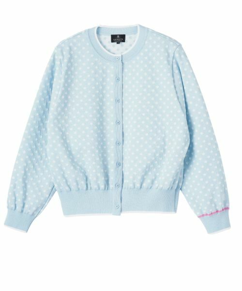 LANVIN COLLECTION / ランバン コレクション ニット・セーター | 16ゲージ袋ジャカードカーディガン（ブルー配色1）