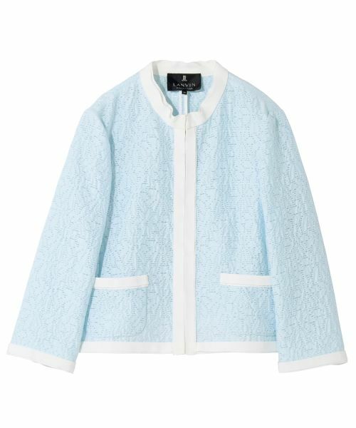 LANVIN COLLECTION / ランバン コレクション テーラードジャケット | コットンナイロンジャカード先染めジャケット(ライトブルー)