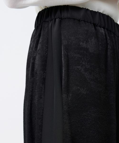 LANVIN COLLECTION / ランバン コレクション その他パンツ | ベルベットサテン・コンビネーションワイドパンツ | 詳細4