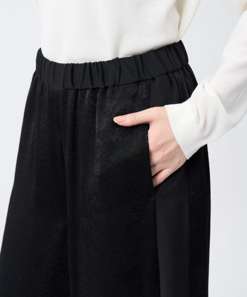 LANVIN COLLECTION / ランバン コレクション その他パンツ | ベルベットサテン・コンビネーションワイドパンツ | 詳細5