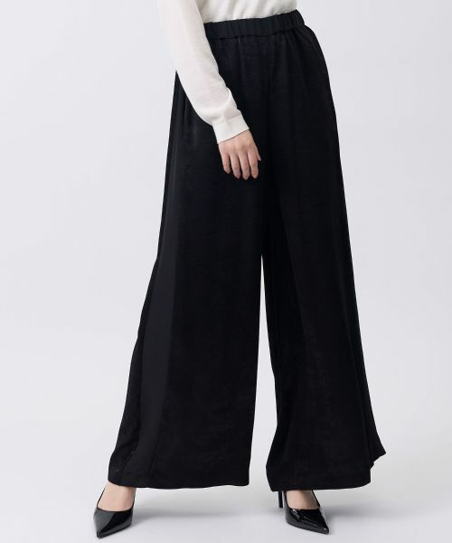 LANVIN COLLECTION / ランバン コレクション その他パンツ | ベルベットサテン・コンビネーションワイドパンツ | 詳細6