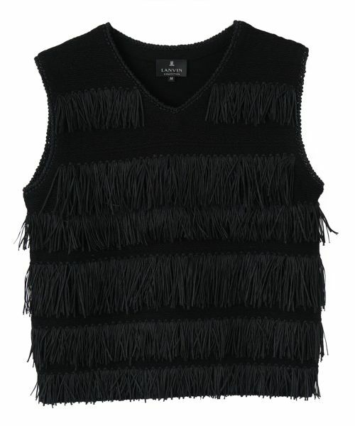 LANVIN COLLECTION / ランバン コレクション カットソー | 7ゲージフリンジカットソー（ブラック）