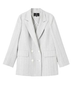 LANVIN COLLECTION / ランバン コレクション テーラードジャケット | ストライプリネンウールジャケット