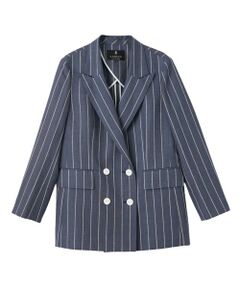 LANVIN COLLECTION / ランバン コレクション テーラードジャケット | ストライプリネンウールジャケット