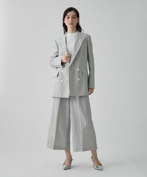 LANVIN COLLECTION / ランバン コレクション テーラードジャケット | ストライプリネンウールジャケット | 詳細11