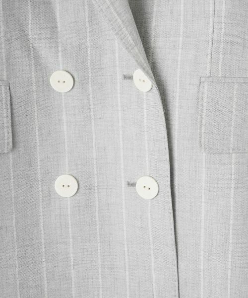 LANVIN COLLECTION / ランバン コレクション テーラードジャケット | ストライプリネンウールジャケット | 詳細12