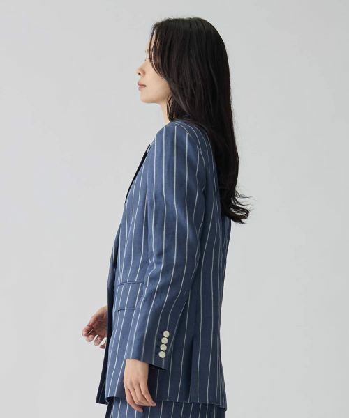 LANVIN COLLECTION / ランバン コレクション テーラードジャケット | ストライプリネンウールジャケット | 詳細2
