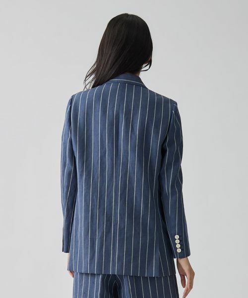 LANVIN COLLECTION / ランバン コレクション テーラードジャケット | ストライプリネンウールジャケット | 詳細3