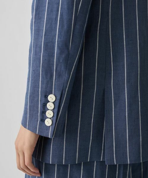 LANVIN COLLECTION / ランバン コレクション テーラードジャケット | ストライプリネンウールジャケット | 詳細4