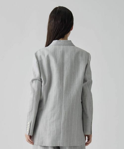 LANVIN COLLECTION / ランバン コレクション テーラードジャケット | ストライプリネンウールジャケット | 詳細8