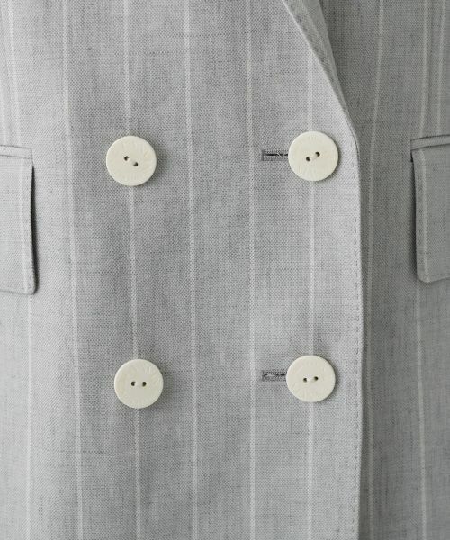 LANVIN COLLECTION / ランバン コレクション テーラードジャケット | ストライプリネンウールジャケット | 詳細9