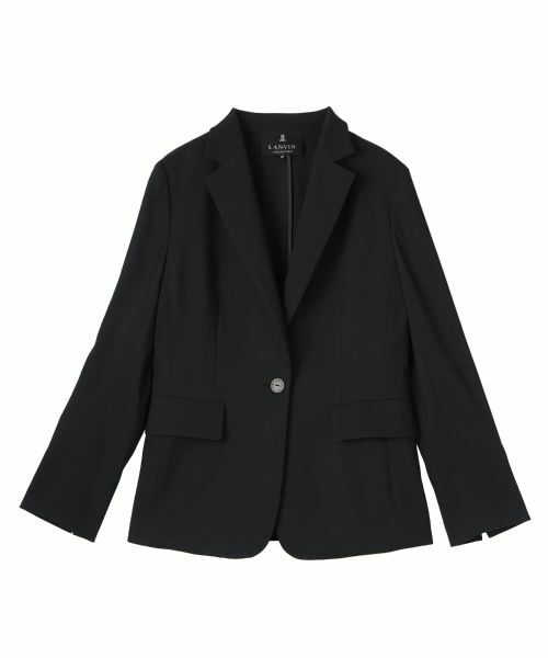 LANVIN COLLECTION / ランバン コレクション テーラードジャケット | リネン混シングルエッセンシャルジャケット（ブラック）
