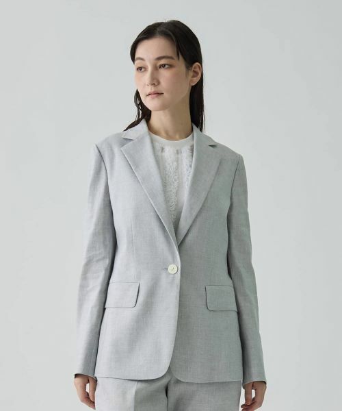 LANVIN COLLECTION / ランバン コレクション テーラードジャケット | リネン混シングルエッセンシャルジャケット | 詳細1