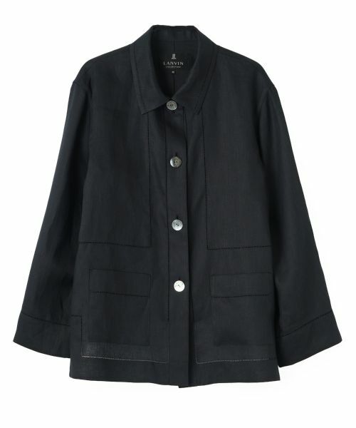 LANVIN COLLECTION / ランバン コレクション テーラードジャケット | シャツカラー・ブラウスジャケット（ブラック）