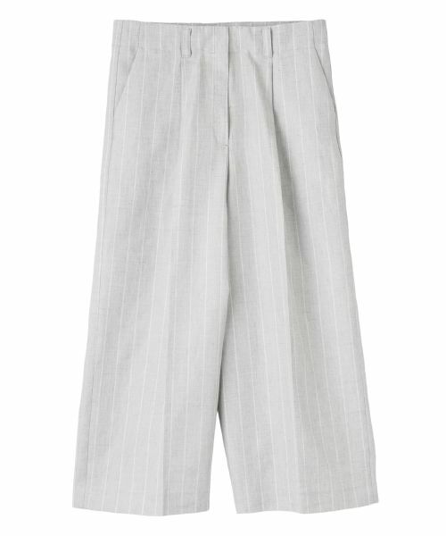LANVIN COLLECTION / ランバン コレクション その他パンツ | ストライプリネンウールパンツ（グレー）