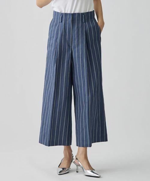 LANVIN COLLECTION / ランバン コレクション その他パンツ | ストライプリネンウールパンツ | 詳細1