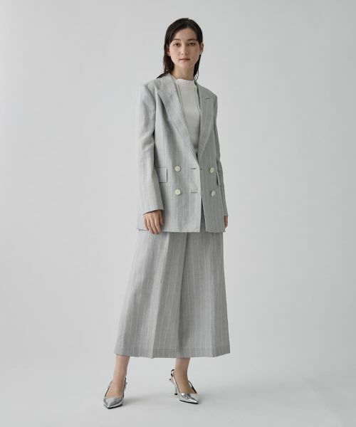 LANVIN COLLECTION / ランバン コレクション その他パンツ | ストライプリネンウールパンツ | 詳細12