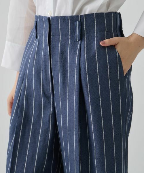 LANVIN COLLECTION / ランバン コレクション その他パンツ | ストライプリネンウールパンツ | 詳細4