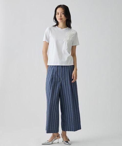 LANVIN COLLECTION / ランバン コレクション その他パンツ | ストライプリネンウールパンツ | 詳細5