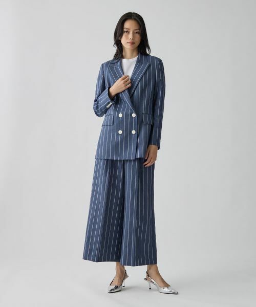 LANVIN COLLECTION / ランバン コレクション その他パンツ | ストライプリネンウールパンツ | 詳細6