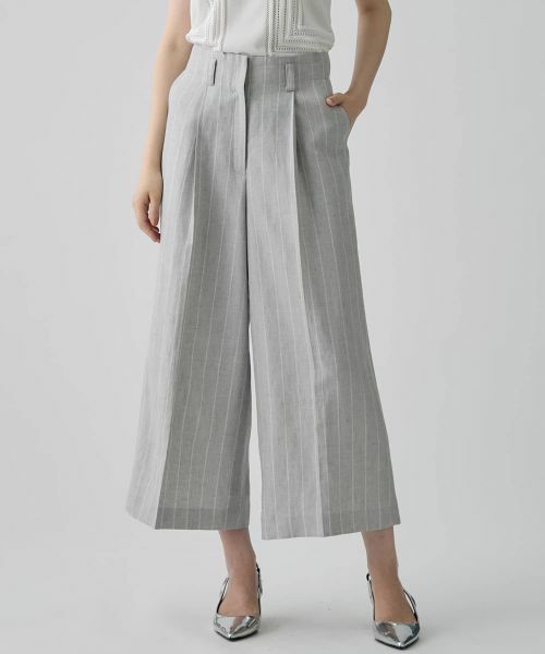 LANVIN COLLECTION / ランバン コレクション その他パンツ | ストライプリネンウールパンツ | 詳細7