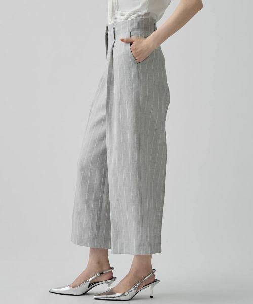 LANVIN COLLECTION / ランバン コレクション その他パンツ | ストライプリネンウールパンツ | 詳細8