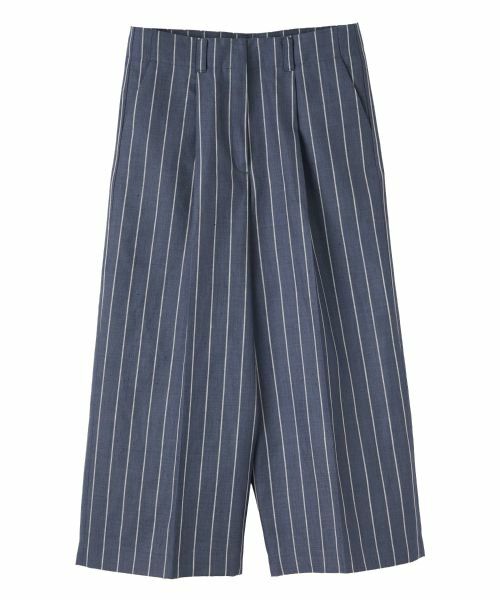 LANVIN COLLECTION / ランバン コレクション その他パンツ | ストライプリネンウールパンツ（ネイビー）