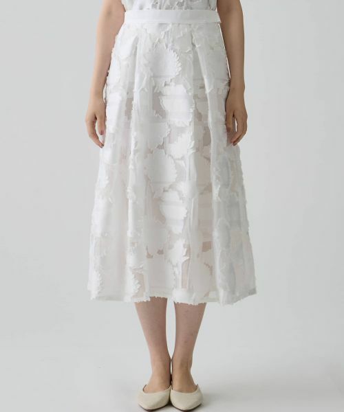 LANVIN COLLECTION / ランバン コレクション ロング・マキシ丈スカート | サンフラワーカットジャカードスカート（ホワイト）