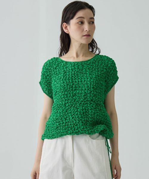 LANVIN COLLECTION / ランバン コレクション シャツ・ブラウス | 格子ステッチ・シフォントップス（グリーン）