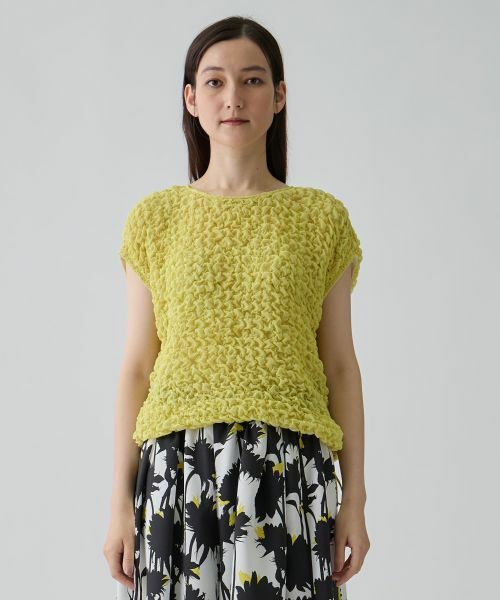 LANVIN COLLECTION / ランバン コレクション シャツ・ブラウス | 格子ステッチ・シフォントップス（イエロー）